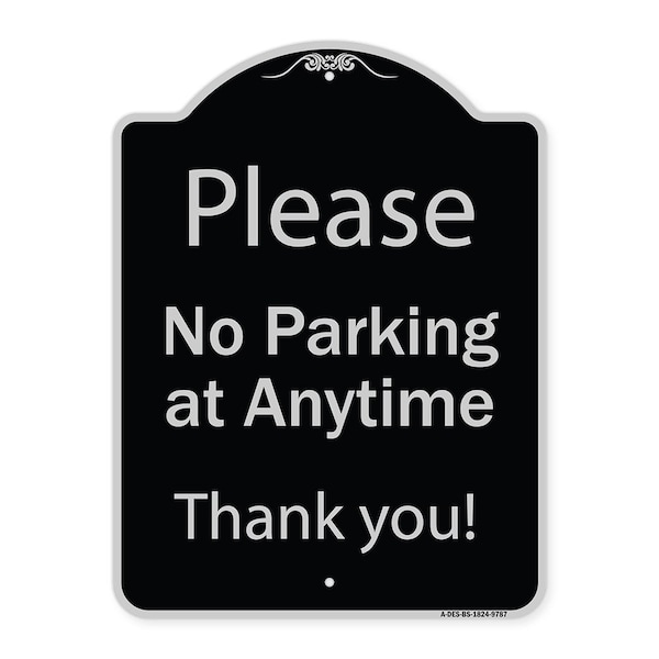 Designer Series-Please No Parking At Anytime Black & Silver, 24" x 18", BS-1824-9787
